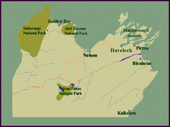 Map of Marlborough, top of South Island, N.Z.